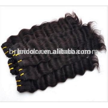 Sin enredos Sin mezcla Color 1 # Negro azabache Onda profunda 100% pinza de cabello humano en extensión de cabello